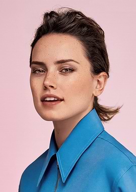 Daisy Ridley in Blue Shirt