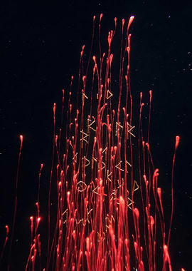 Mystical Runes in Fiery Trails