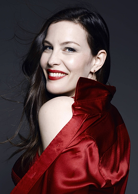 Liv Tyler in Red Silk Shirt