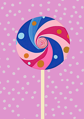 Swirl Lollipop on Polka Dot Background