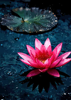 Pink Lotus Flower on Dark Water