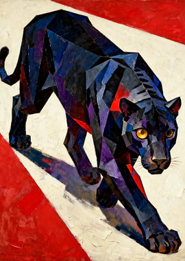 Geometric Black Panther Painting