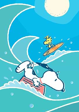 Snoopy and Woodstock Surfing