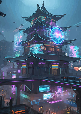 Cyberpunk Asian Cityscape