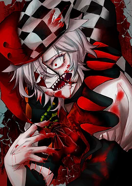 Bloody Jester with Cracked Face