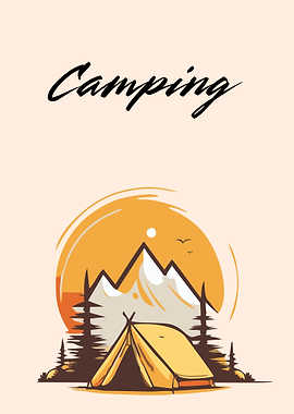 Camping in Mountains at Sunset