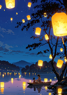 Lantern Festival on a Lake