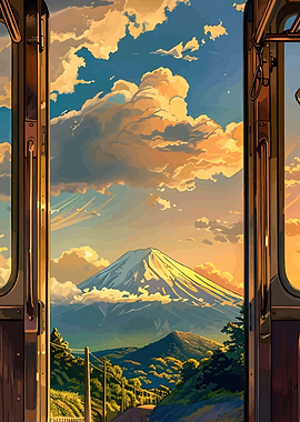 Scenic Mountain View from Train
