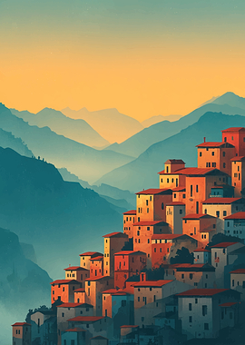 Italian Village on a Hillside