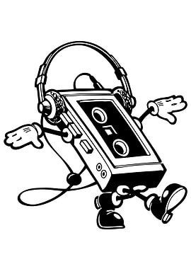 Dancing Cassette Player with Headphones