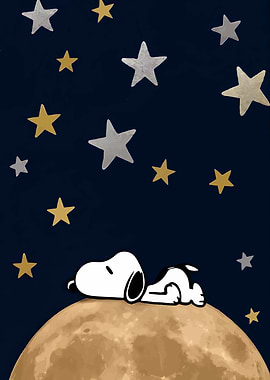 Snoopy Sleeping on the Moon