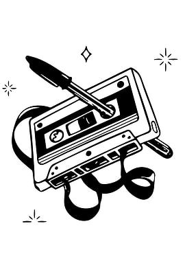 Retro Cassette Tape with Pen