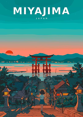 Miyajima Japan Torii Gate Sunset