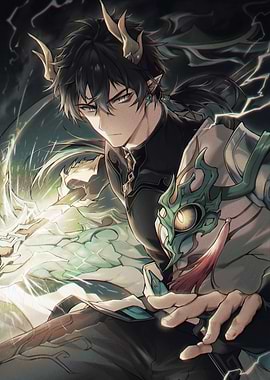 Dragon-like Man with Green Eyes