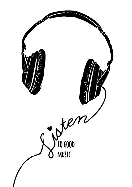 Headphones with Listen to Good Music text