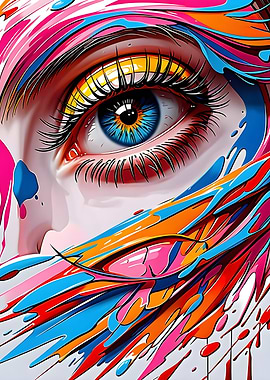 Vibrant Abstract Eye color splash Portrait