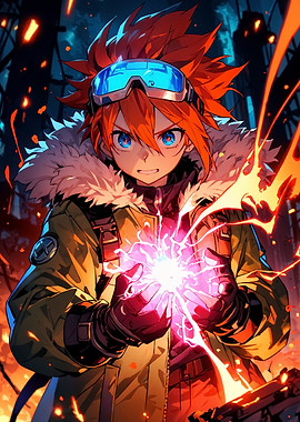 Anime character with glowing energy