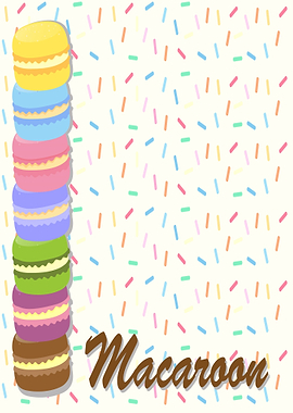 Stack of Colorful Macarons with Sprinkles