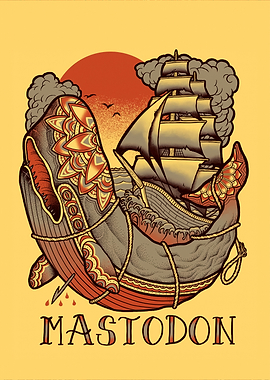 Mastodon Whale and Ship Artwork