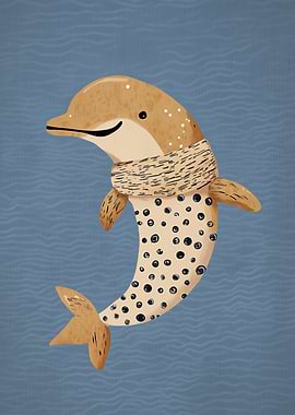 Cute Dolphin Wearing a Scarf