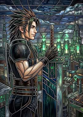 Zack Fair in Stained Glass Style