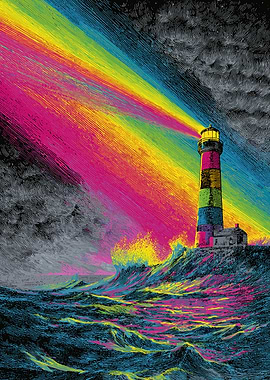 Lighthouse Beam Rainbow Wave