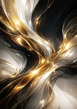 Abstract Gold and Black Swirls