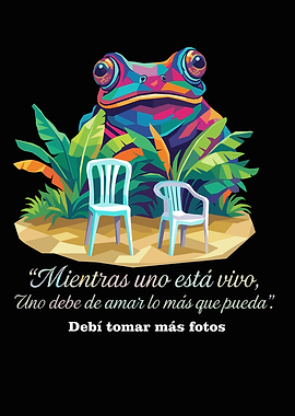 Colorful Frog with Chairs and Quote