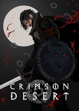 Crimson Desert Warrior with Wolf Shield