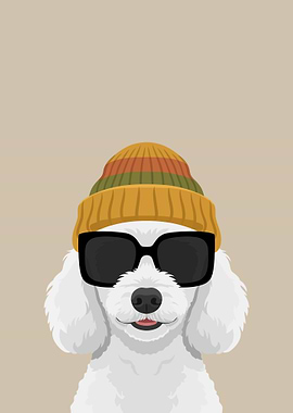Cool Dog Wearing Sunglasses and Beanie