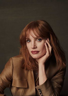 Jessica Chastain in a Gold Jacket