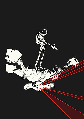 Skeleton on Spaceship with Lasers