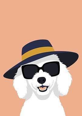 Dog Wearing Sunglasses and Hat