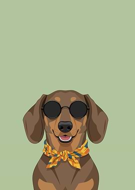 Cool Dachshund with Sunglasses and Scarf