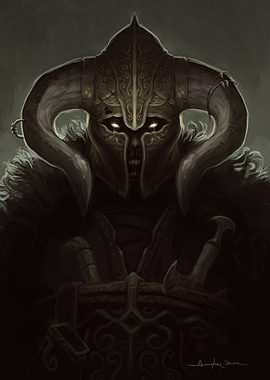 Dark Warrior with Horned Helmet