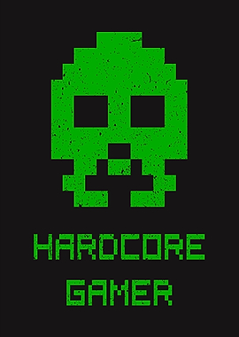 Hardcore Gamer Pixel Skull