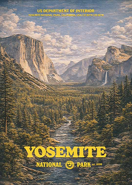Yosemite National Park Vintage Poster