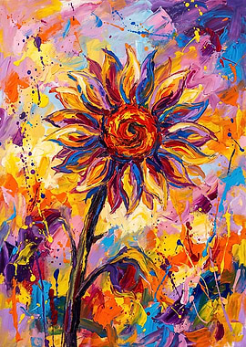 Vibrant Abstract Sunflower Painting