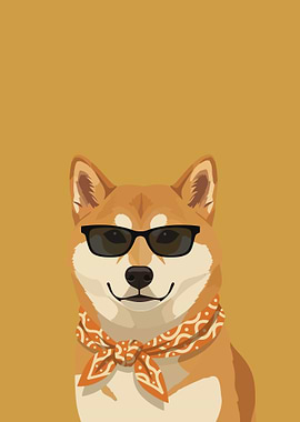 Cool Shiba Inu Dog with Sunglasses