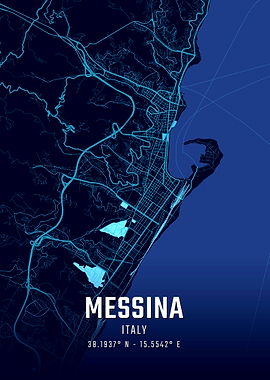Messina Italy Midnight City Map