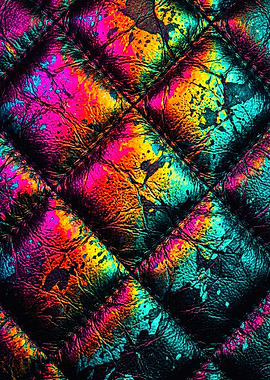 Colorful Quilted Leather Paint Splatter