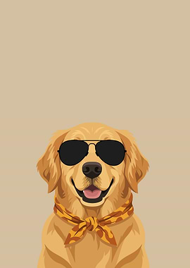 Cool Golden Retriever Dog with Sunglasses
