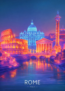 Vibrant Rome Cityscape at Night