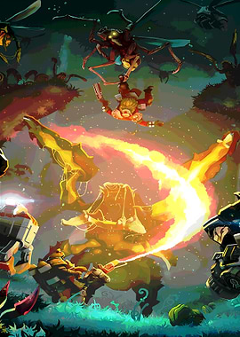 Sci-fi battle with alien creatures