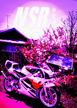 Retro Motorcycle with Japanese Text