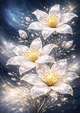 Sparkling White Lilies in Cosmic