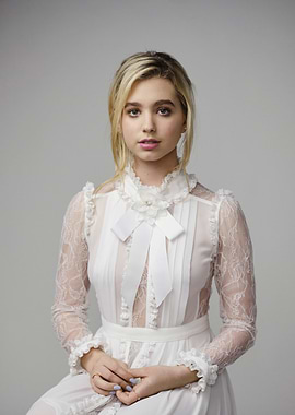 Lilia Buckingham in White Lace Dress