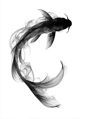 Black Koi Fish Smoke Art