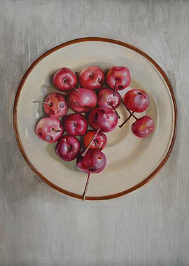 Still Life of Red Apples on a Plate