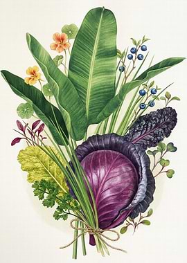 Botanical Illustration of Fresh Produce
